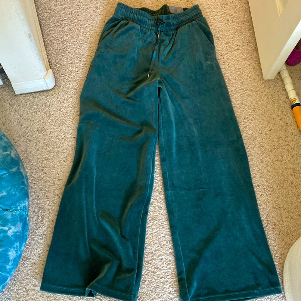 Puma green velour wide pants